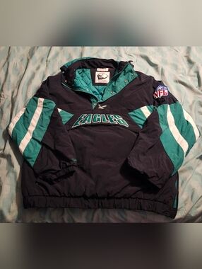 VTG Rare Mitchell and Ness Philadelphia Eagles Pullover Puffer Jacket Men's 2XL